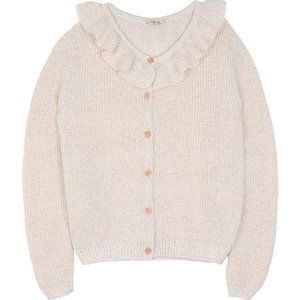 Emile et Ida Woman's alpaca cardigan sweater in ecru with gold XS